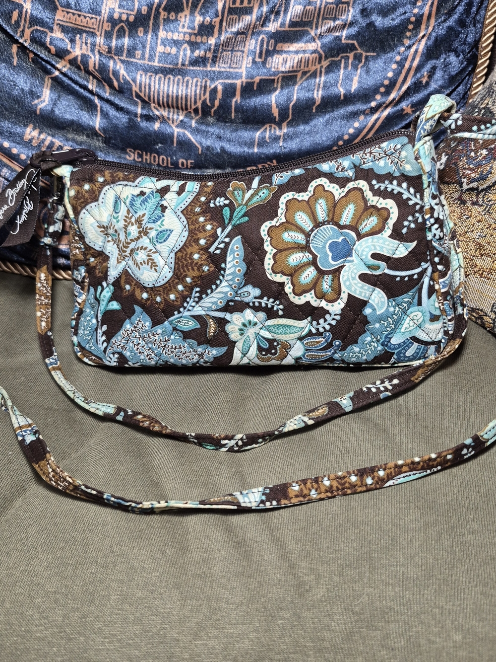 Vera Bradley Brown & Aqua Paisley Crossbody Bag